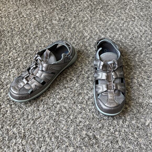 OrthoFeet Verona Heel Strap Pewter Strappy Sandals Sz 10.5 D Comfort - Picture 2 of 10